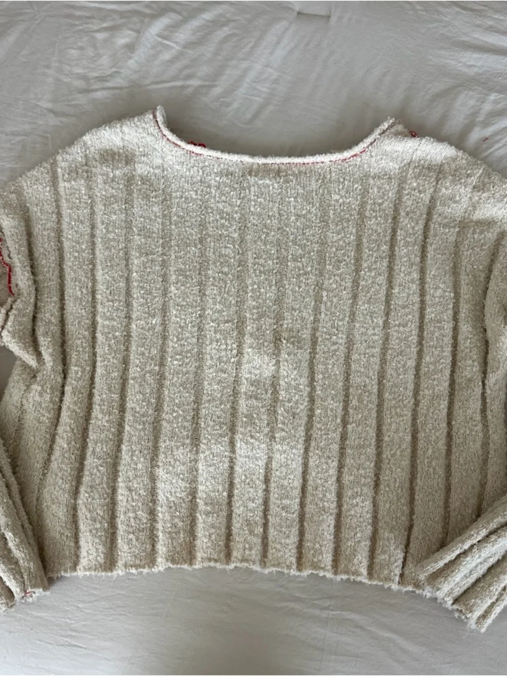 Cream BDG sweater red stitching - Picture 5 of 5